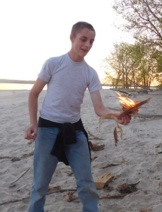 Josh holding fire.